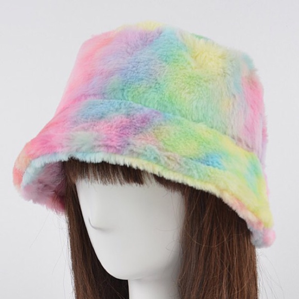 Tie Dye Faux Fur Bucket Hat